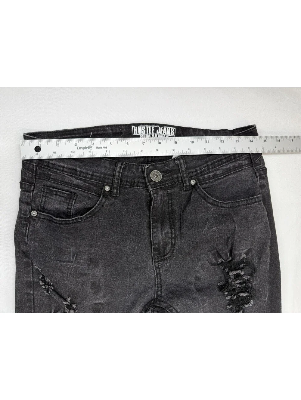 Hustle Distressed Super Skinny Super Stretch Jeans Men's Size W30 in Black